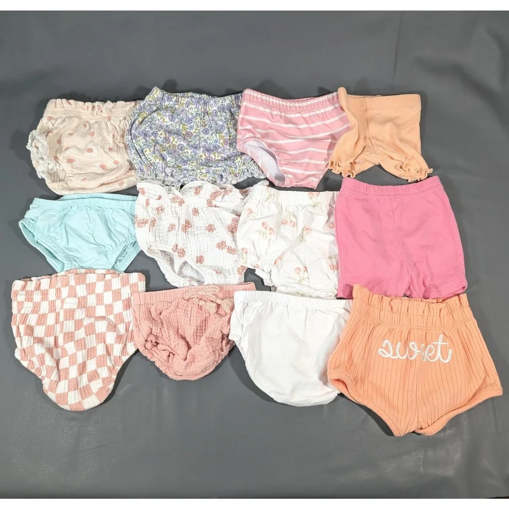 Baby Girl Bloomers Diaper Covers Lot 12pc Carters Garanimals 0-9M Floral -bb10